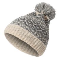 Gorro Beanie Bawei de Lana Suave con Pompon  Beige con Gris