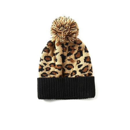 Leopard Print - Beanie Chullo Para Mujer - Negro Beige Negro Talla única