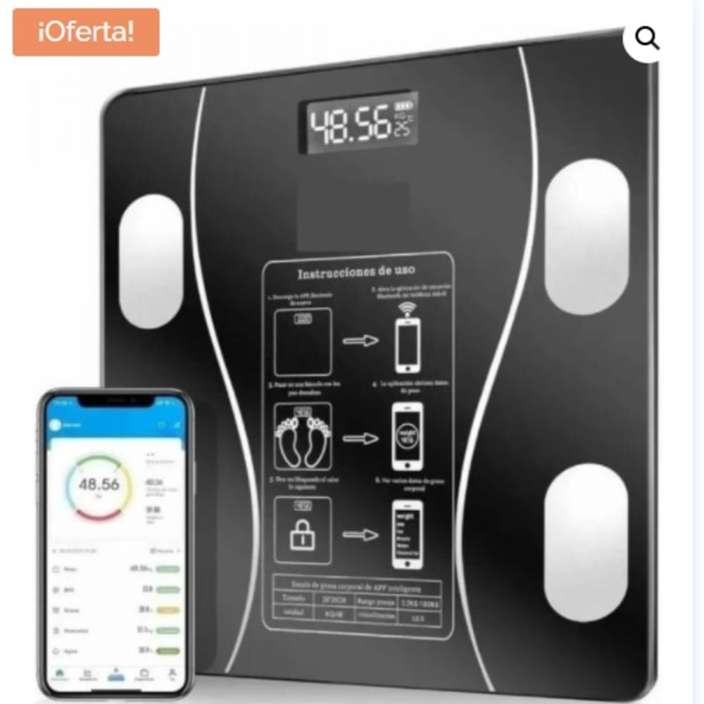 Báscula Electrónica Inteligente del Cuerpo del Baño Recargable Balanza