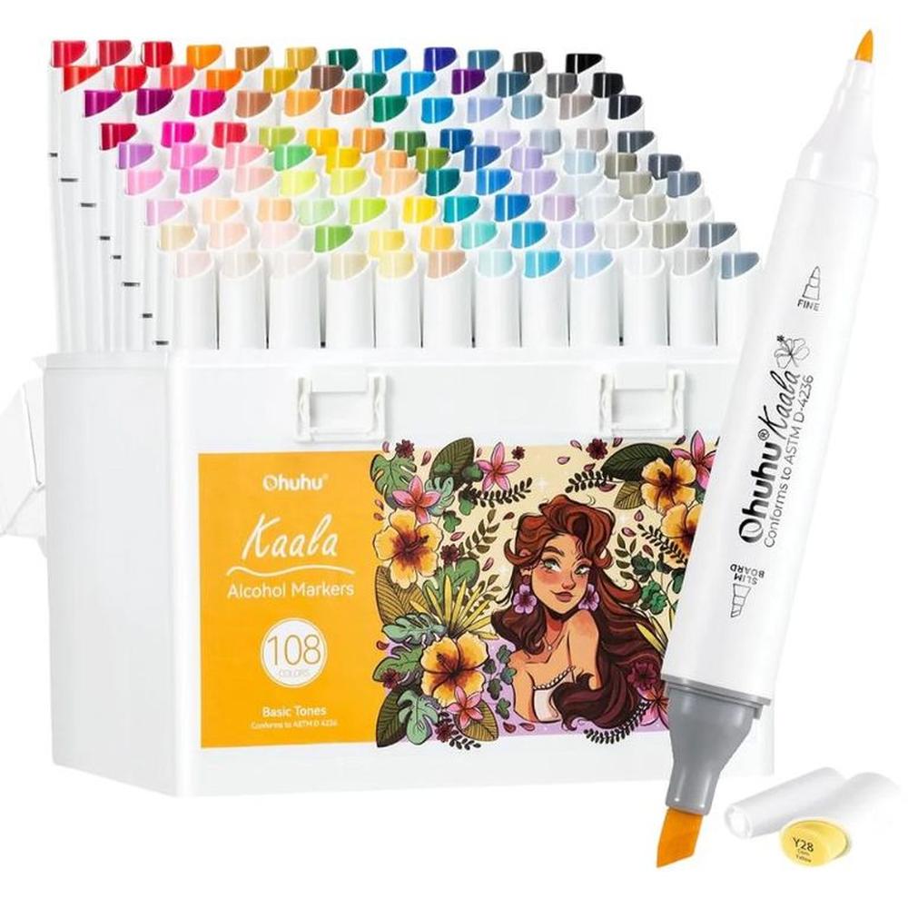 Ohuhu Kaala - Set de 108 marcadores - Tonos básicos