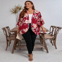 Kimono Gracielle Estampado Floreado Manga Murciélago - Talla XL