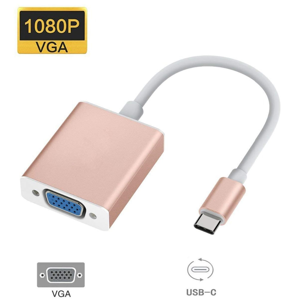 Adaptador USB Tipo C A Vga para Laptop Mac Convertidor