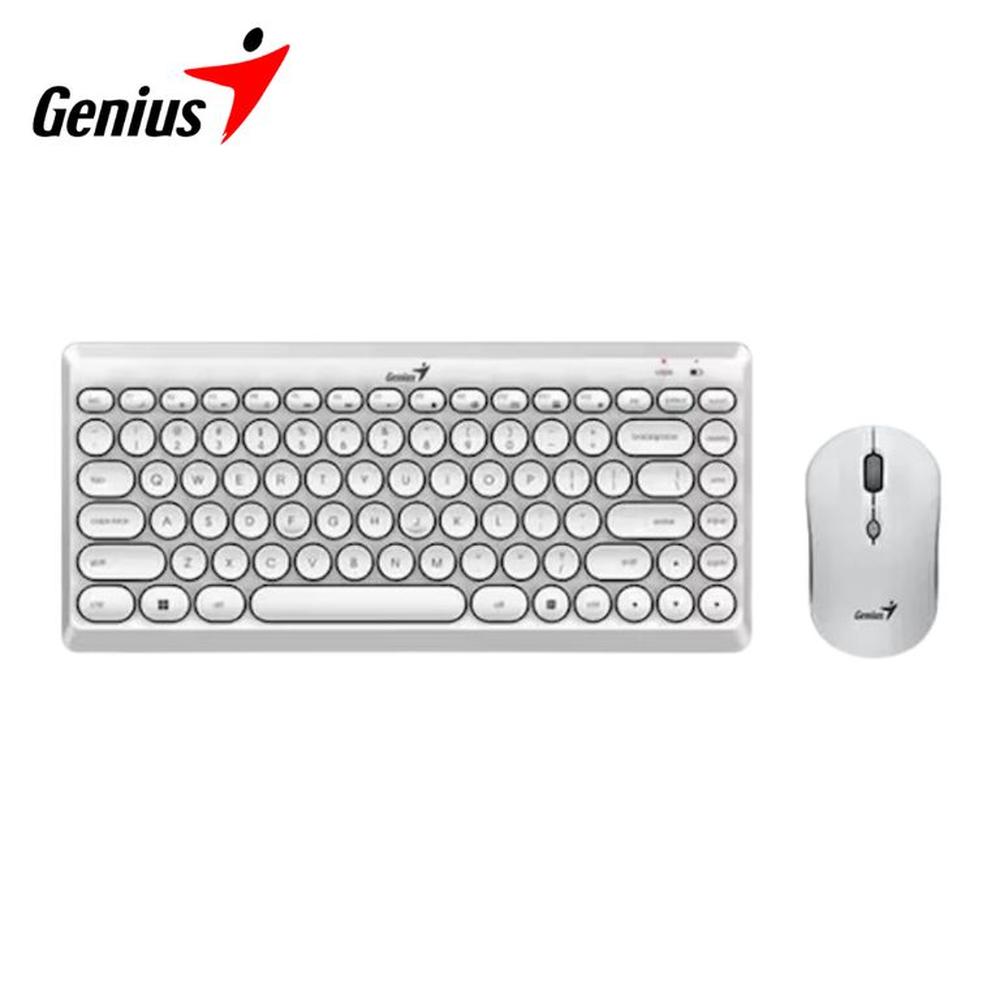 Teclado y Mouse Compacto Genius Luxemate Q8000 Combo Wireless Blanco