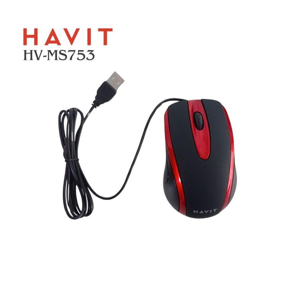 Mouse Alámbrico HAVIT HV-MS753 Sensor Óptico con conector USB - RDBK