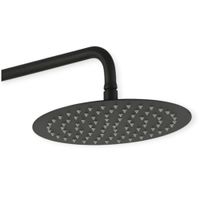 Cabezal de ducha con brazo redondo de 40 cm de acero SS201 negro mate