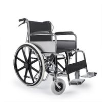 Silla de Ruedas Plegable con Marco de Acero Cromado