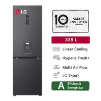 Refrigeradora LG 339L Bottom Freezer GB37SPV Negro Acero
