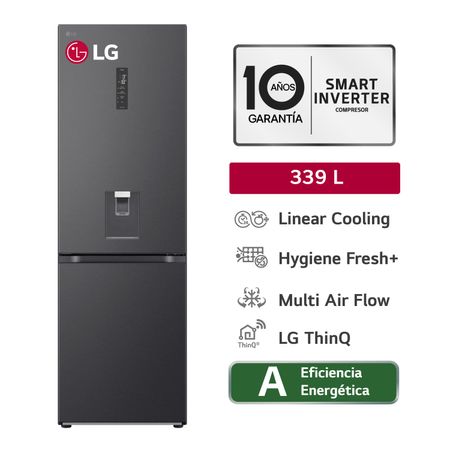 Refrigeradora LG 339L Bottom Freezer GB37SPV Negro Acero