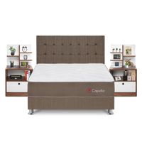 Dormitorio Capella Queen + Velador Repisa Colors + Protector + Almohada