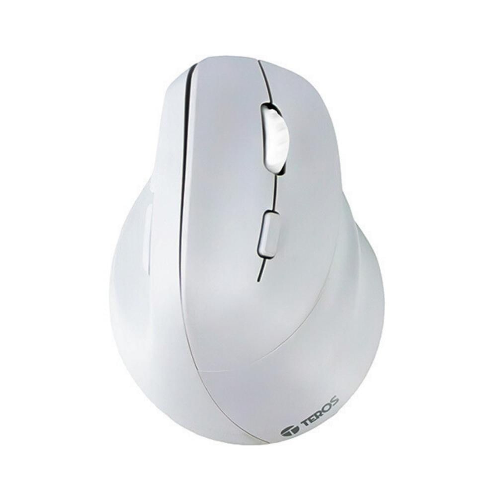 Mouse Ergonómico Vertical Teros TE-1236S Color Blanco. Inalámbrico. Recargable