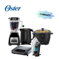 Combazo Oster Licuadora 1.5L - Hervidor 1.7L - Olla Arrocera 10 Tazas - Sandwichera y  Plancha