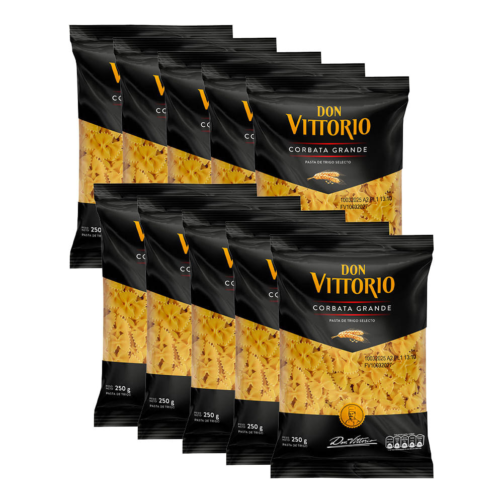 Pack Fideos Corbata Grande DON VITTORIO Bolsa 250g x 10un