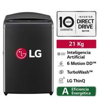 Lavadora LG 21Kg AI DD Carga Superior Negro Plateado