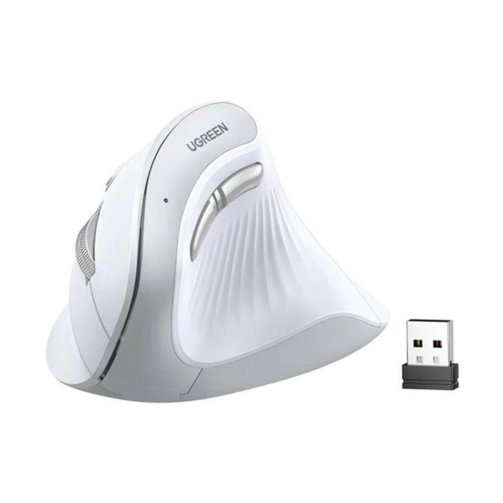 Mouse Bluetooth Ugreen MU008 Vertical Ergonómico Silencioso 2.4ghz 4000 DPI Blanco
