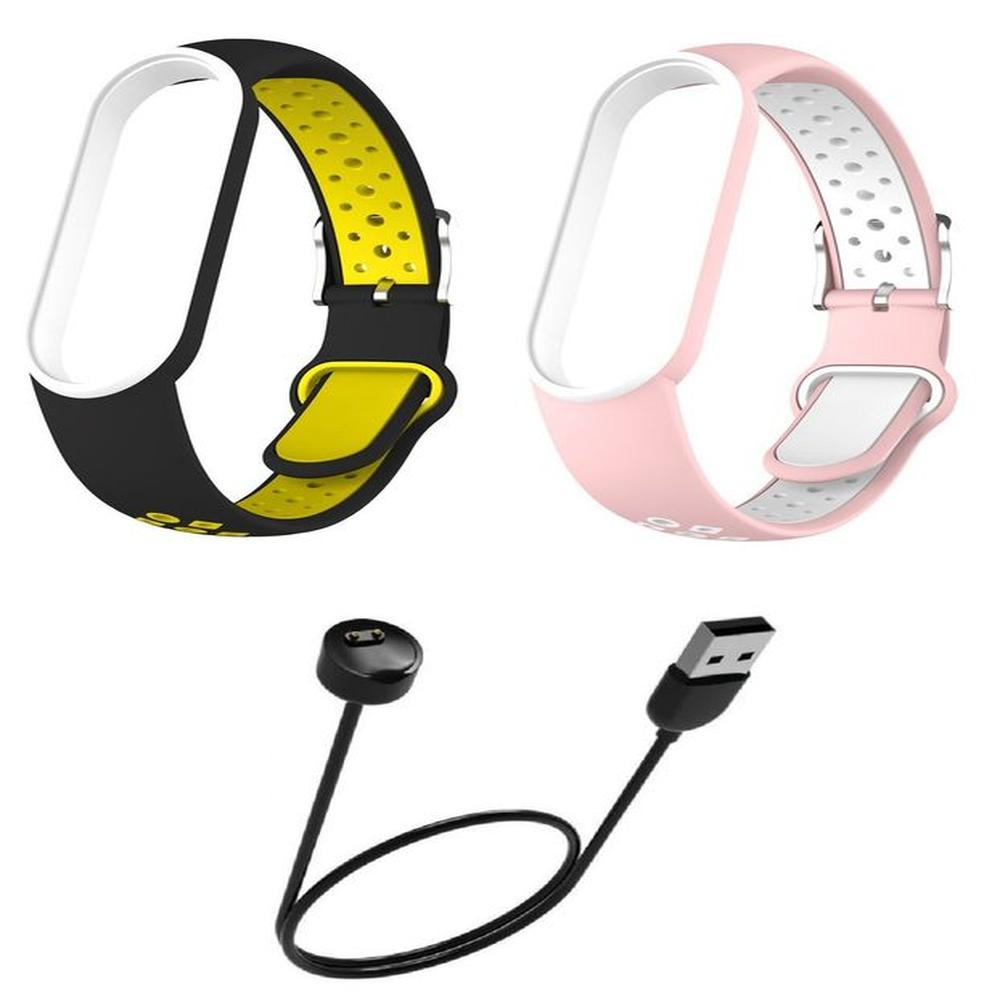 Correa Silicona con hebilla x 2 y cargador Xiaomi Mi Band 5 y 6