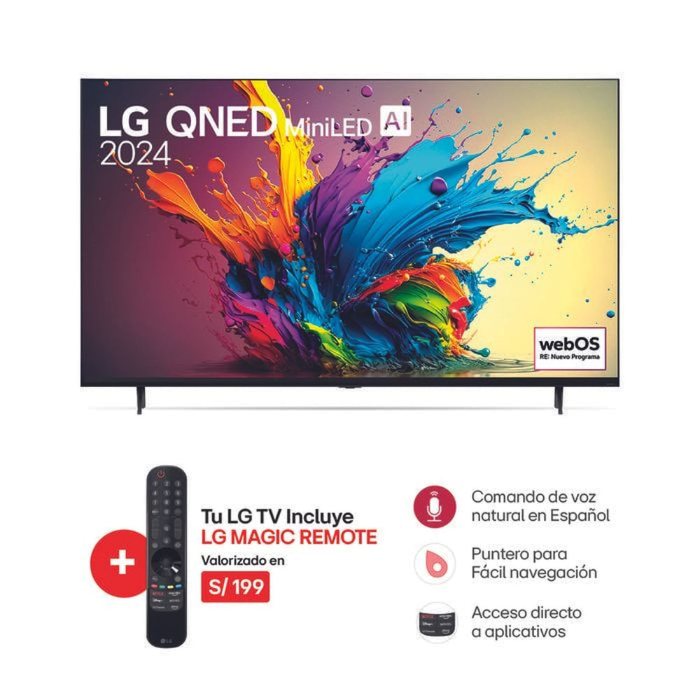 Televisor LG 65 65QNED90TSAAWF 4K QNED MiniLED WebOS Negro