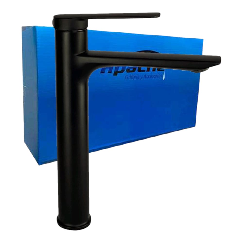 Grifo Mezcladora Alto 28cm  para Lavabo Ovalin o Bowl Negro Mate  Macizo