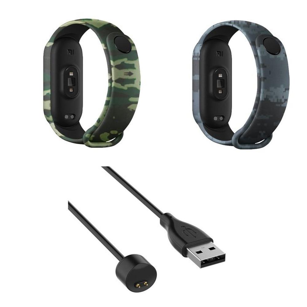 cargador y 2 Correas camufladas de Silicona Xiaomi Mi Band 5 y 6