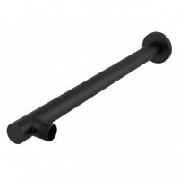 Brazo de Ducha Redondo de Acero Negro Mate de 30cm con Canopla Redonda