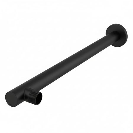 Brazo de Ducha Redondo de Acero Negro Mate de 30cm con Canopla Redonda