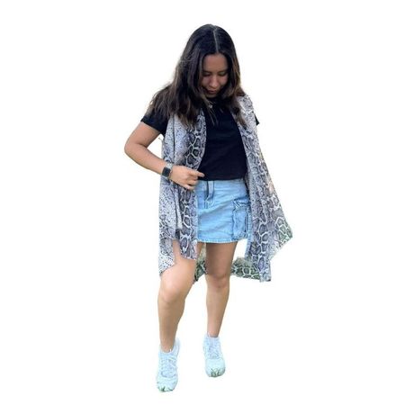 Kimono Mujer Spire chaleco verano Animal Print - Talla ML Gris