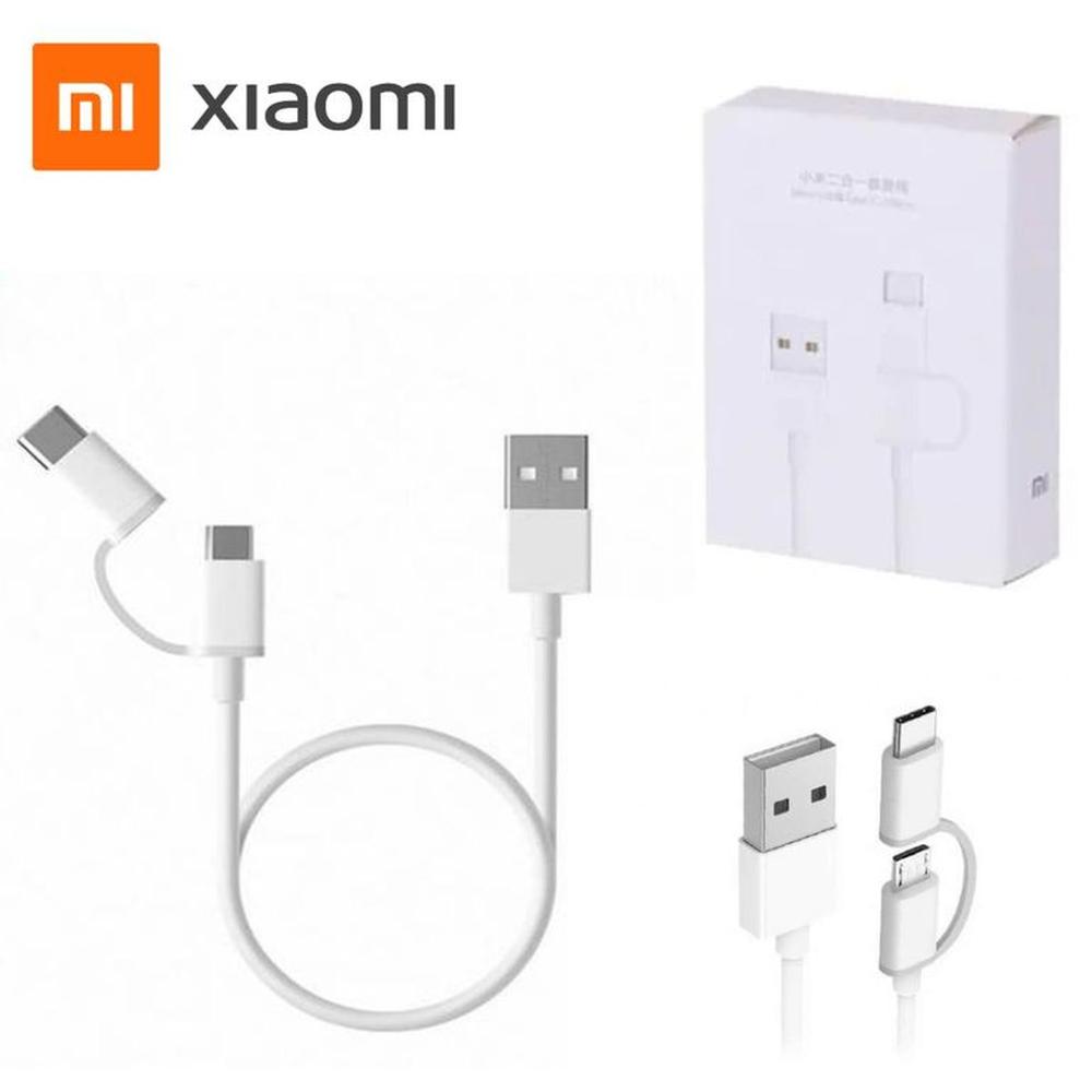 Cable Original Xiaomi 2 en 1 USB a Micro USB con Adaptador USB Tipo C