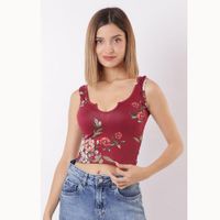 top guinda mujer manga cero escote
