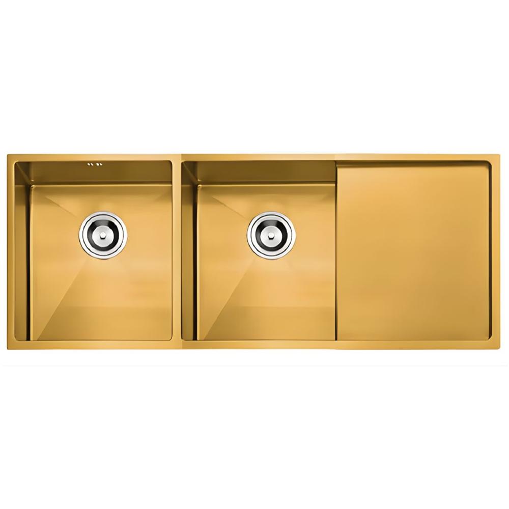 Lavadero 2 Pozas con Escurridor Acero Inoxidable Dorado ULD07-12050
