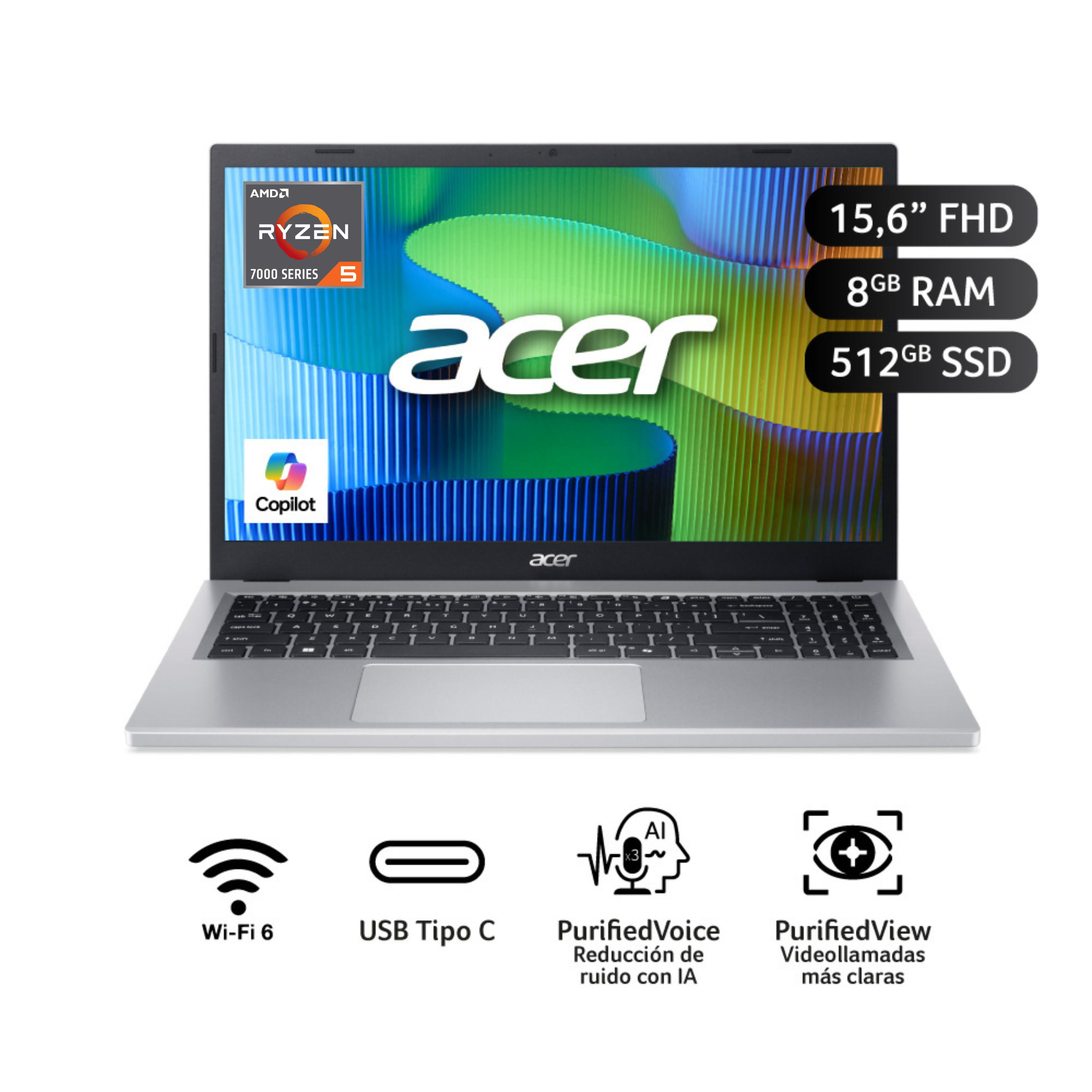 Laptop Acer AG15-21P-R70Y R5-7520U 8GB 512GB
