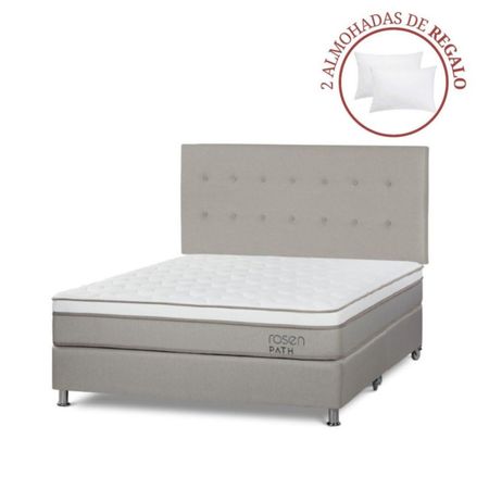 Dormitorio Path Queen + Respaldo West + 2 Almohadas Dormitorio Path Queen Niebla + Respaldo West Niebla + 2 Almohadas