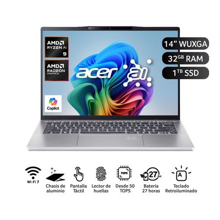 Laptop Acer Swift AMD Ryzen™ AI 9 365 32GB RAM 1TB SSD 14