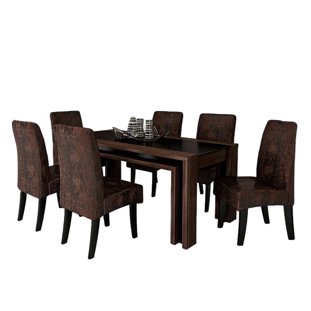 Comedor 6 Sillas Fedoria Marron Oscuro HogarySpacios