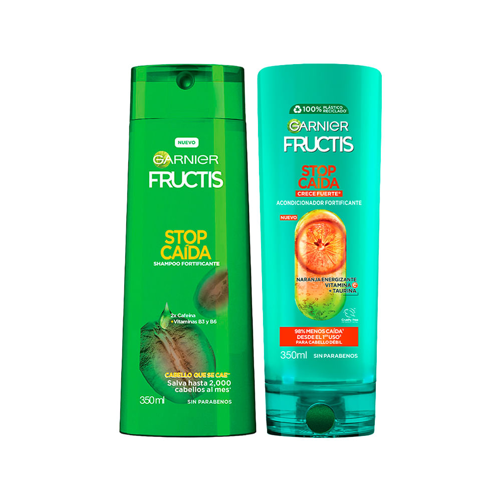 Pack Shampoo FRUCTIS Crece Fuerte Dry Frasco 350ml + Acondicionador FRUCTIS Crece Fuerte Frasco 350ml