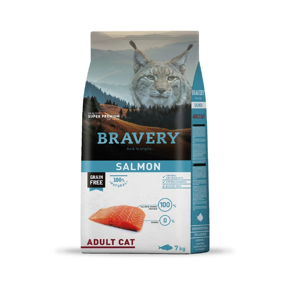 Comida para Gatos Bravery Salmón  Adultos 7 Kg