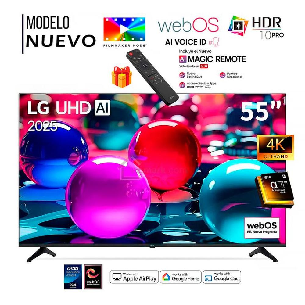Televisor Lg 55 Pulg UltraHD 4K AI ThinQ 55UA7300PSB Modelo 2025 - Control Inteligente MAGIC