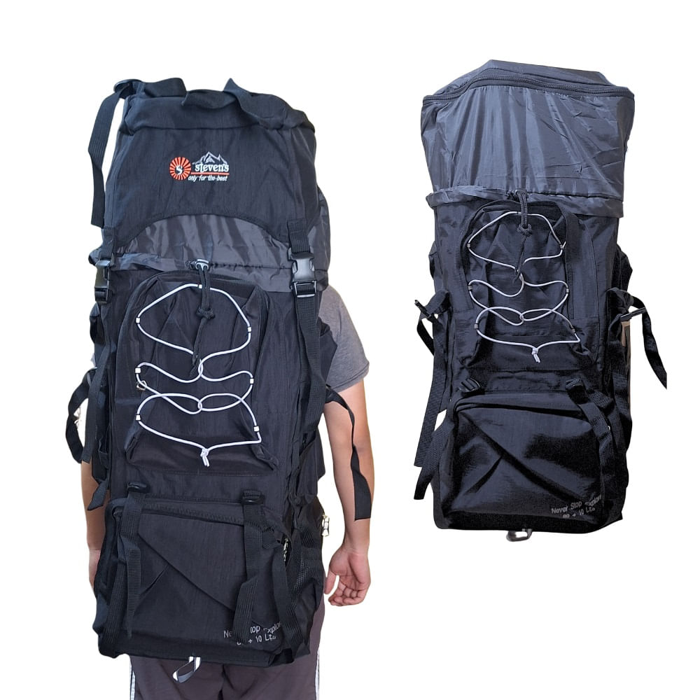 Mochila Campera Impermeable Expandible Trekking 80 + 10 litros Stevens Negro