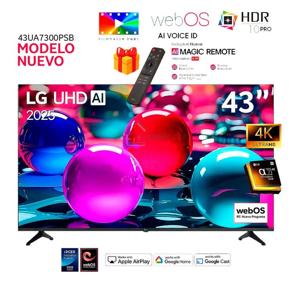 Televisor Lg 43 Pulg Ultra HD 4K AI ThinQ 43UA7300PSB - Control Inteligente MAGIC