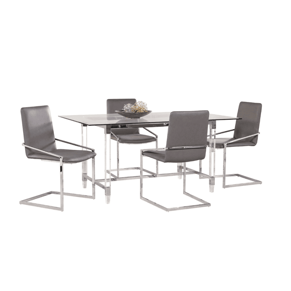 Comedor 4 Sillas Hefei Gris Oscuro CN