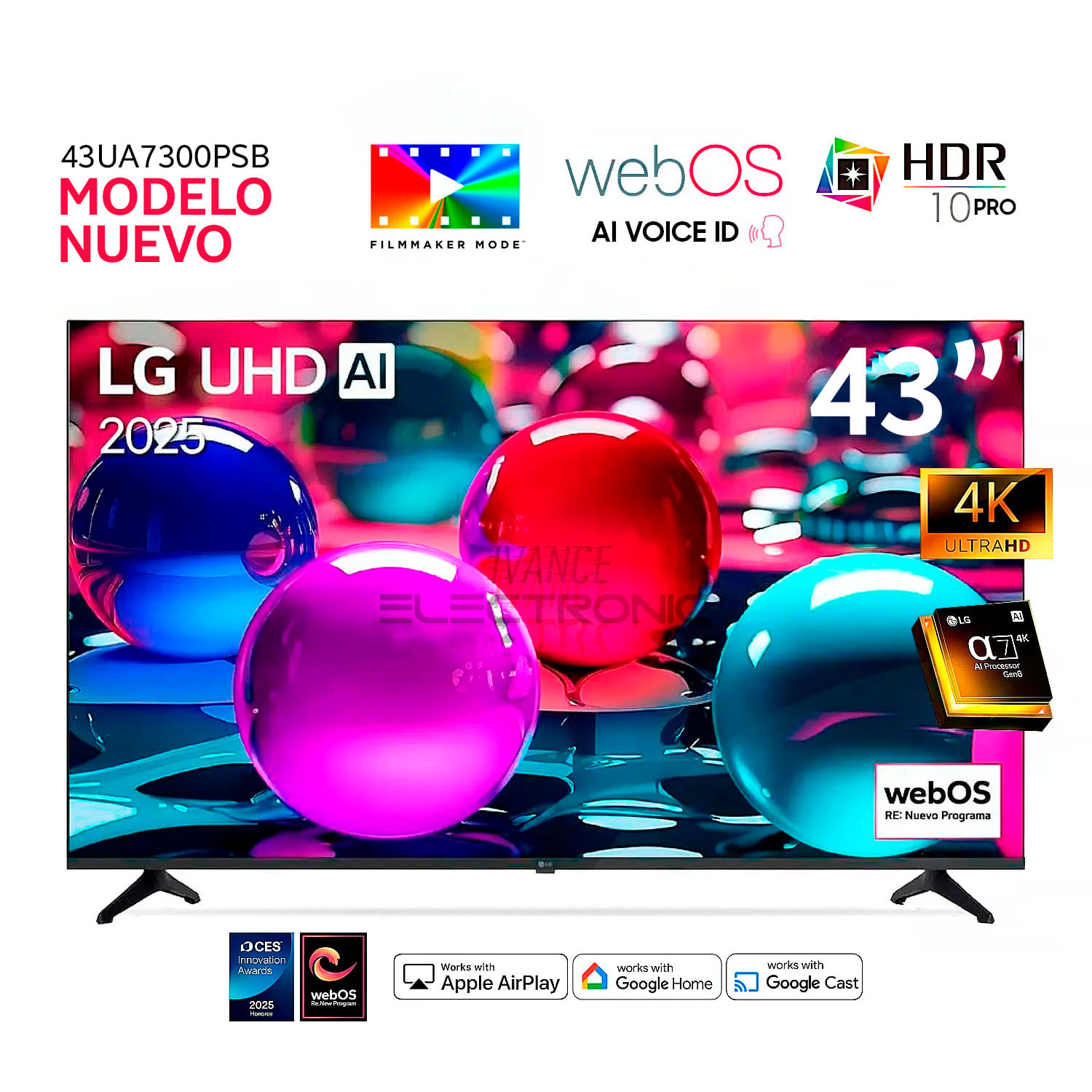 Televisor Lg 43 Pulg Ultra HD 4K AI ThinQ 43UA7300PSB Modelo 2025
