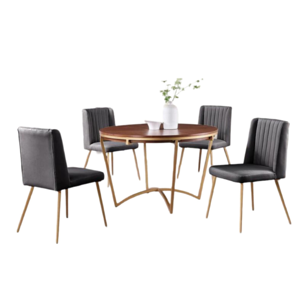 Comedor 4 Sillas Chicago Gris Oscuro CN