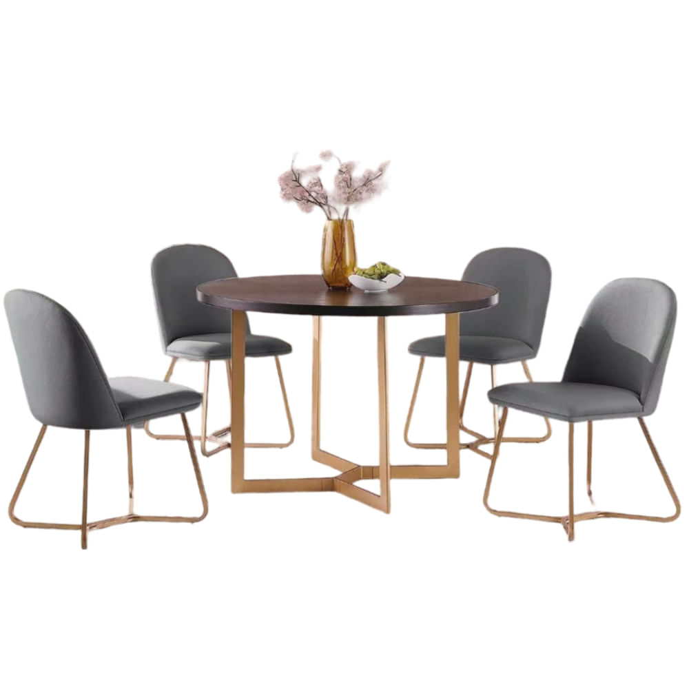 Comedor 4 Sillas Bilbao Gris Oscuro CN