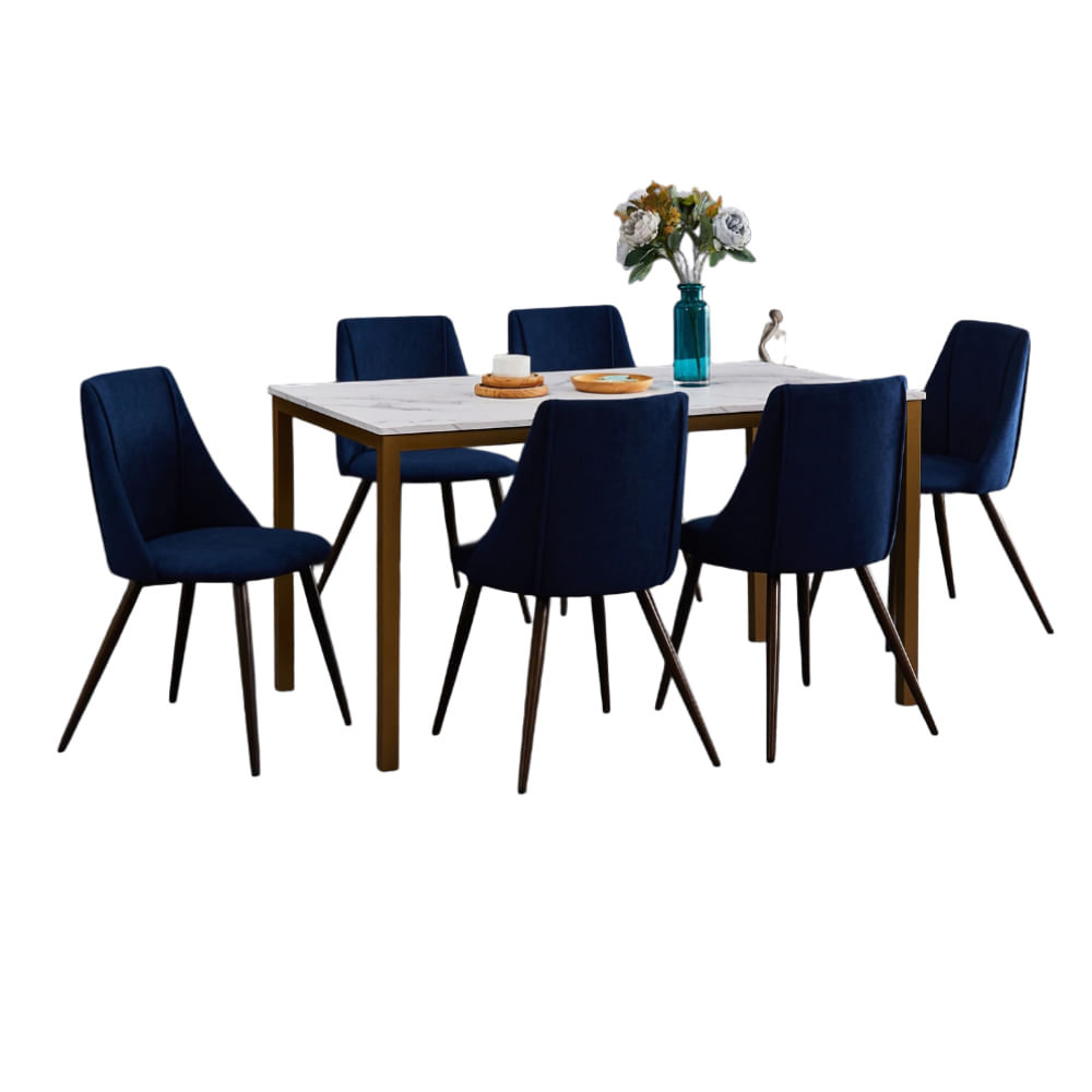 Comedor 6 Sillas Viena Azul CN