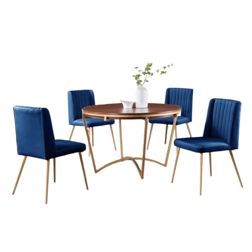 Comedor 4 Sillas Chicago Azul CN