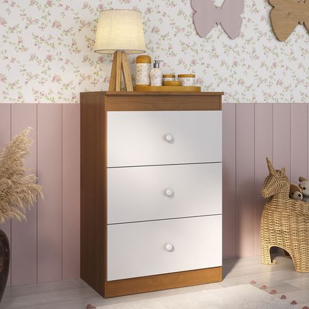 Comoda Infantil Dudu 3 Cajones Madera/Blanco