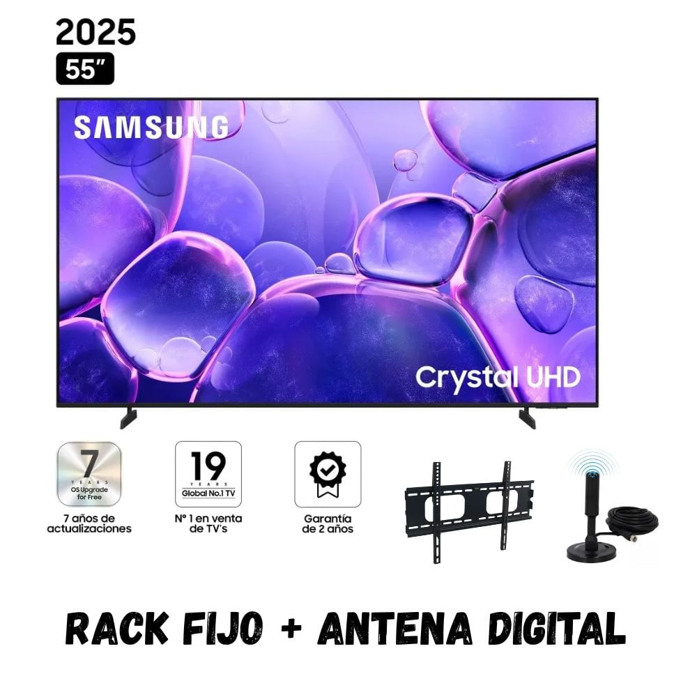 Televisor SAMSUNG 55'' CRYSTAL UHD 4K 55U8000FGXPE - Antena - Rack