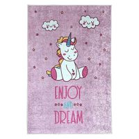 Alfombra Niños Unicornio Enjoy and Dream 120 x 180cm Rosado