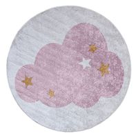 Alfombra Cicular Niños Nube Rosa 120 x 120cm Rosado
