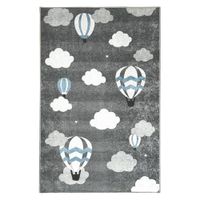 Alfombra Niños Globos Aerostáticos 120 x 180cm Gris