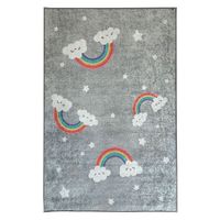 Alfombra Niños Nubes y Arcoiris 120 x 180cm Gris