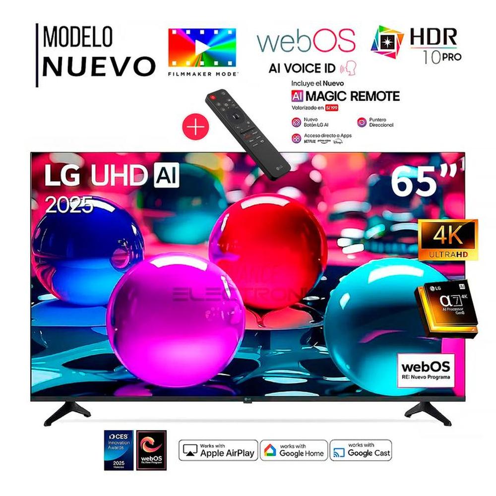 Televisor Lg 65  Pulg Ultra HD 4K AI ThinQ 65UA7300PSB Modelo 2025 - Control Inteligente MAGIC